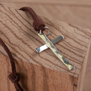 Hammered Sterling Silver Cross Pendant, 3 of 4