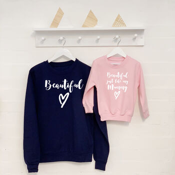 'Beautiful' Mother And Daughter Matching Sweatshirt Set, 5 of 5