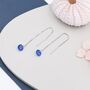 Sapphire Blue Cz Dot Threader Earrings, thumbnail 5 of 11