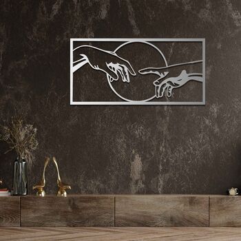 Touching Hands Wooden Wall Art Creation Of Adam, 6 of 8