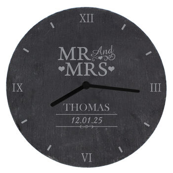 Personalised Mr And Mrs Slate Clock, 5 of 5