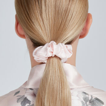Silk Scrunchie Gift Box Hair Scrunchie Ponytail Holder Hairband Mulberry Silk Satin Luxurious Pink Cream Floral Hair Tie Multi Pack, 4 of 11