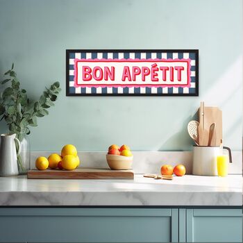 Stripe Border Bon Appetit Framed Print, 3 of 8