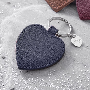 Personalised Textured Leather Heart Charm Keyring, 4 of 10