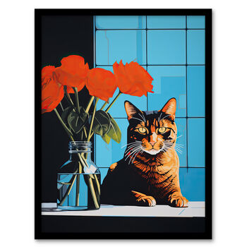 Don't Swipe Right Tabby Cat Red Roses Wall Art Print, 5 of 6