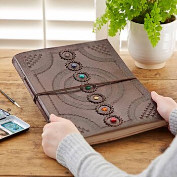 Chakra Embossed Leather Album W/ Semi Precious Stones, 2 of 7