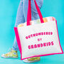 'Outnumbered By Grandkids' Grandma Classic Shopper Jute, thumbnail 2 of 10