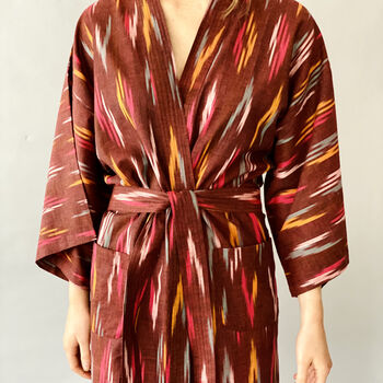 Long Kimono In Hibiscus Ikat, 4 of 8