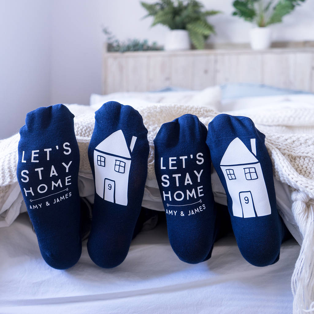 Personalised Lets Stay Home Socks, 1 of 4