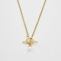 Gold Pansy And Pearl Toggle Necklace, thumbnail 3 of 9
