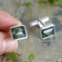 Natural Moss Agate Cufflinks In Sterling Silver, thumbnail 3 of 3