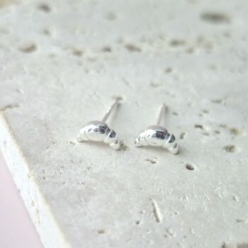 Sterling Silver Croissant Micro Stud Earrings, 3 of 4