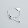 Sterling Silver Heart Charm Adjustable Chain Ring, thumbnail 2 of 5