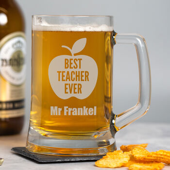 Personalised Best Teacher Ever Glass Pint Stern Tankard, 4 of 5
