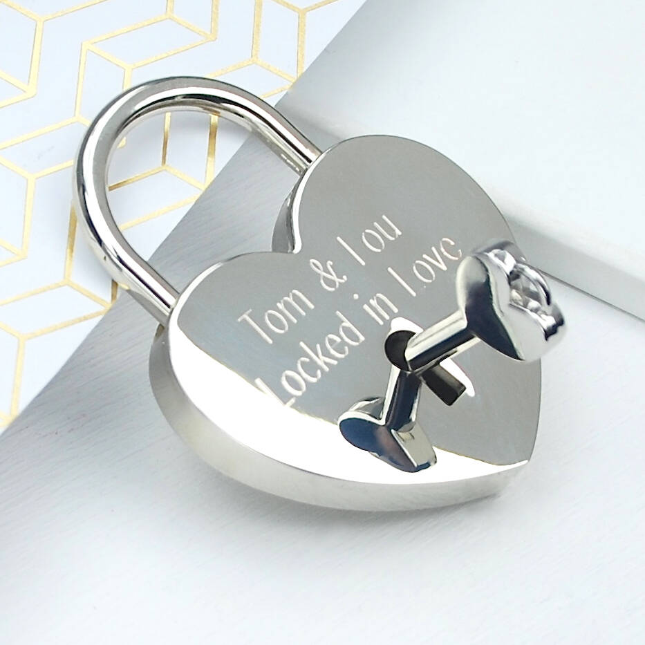 Personalised Silver Plated Lovers Padlock, 1 of 9