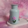 Hand Decorated Flower Mini Vase In Pastel Blue, thumbnail 2 of 3