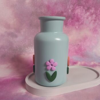 Hand Decorated Flower Mini Vase In Pastel Blue, 2 of 3