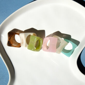 Chunky Square Colourful Resin Ring, 3 of 8