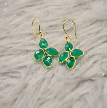 Green Onyx Silver Drop Earrings, 4 of 8