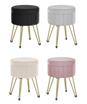 Velvet Storage Ottoman Stool With Seat And Metal Legs, 7 of 7