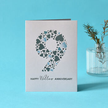 Love Hearts Willow 9th Anniversary Card, 2 of 5
