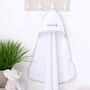 Personalised Baby Hooded Towel With Mink Trim, thumbnail 7 of 8