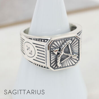 Mens Personalised Sterling Silver Zodiac Ring, 10 of 12