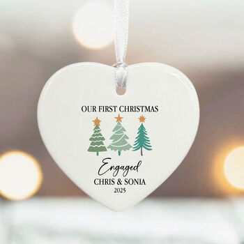 Personalised Heart Decoration For Engaged Couples First Christmas, 4 of 5