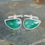 9ct Natural Emerald Cufflinks In Solid Sterling Silver, thumbnail 1 of 2