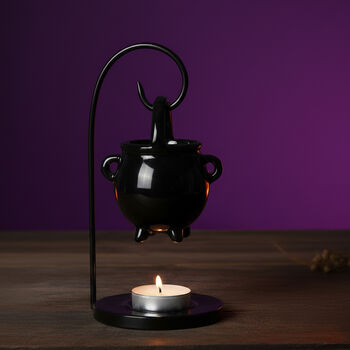 Black Halloween Cauldron Oil Burner And Wax Melter, 2 of 5