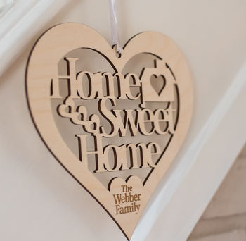 Home Sweet Home Cut Out Wooden Heart, 4 of 4