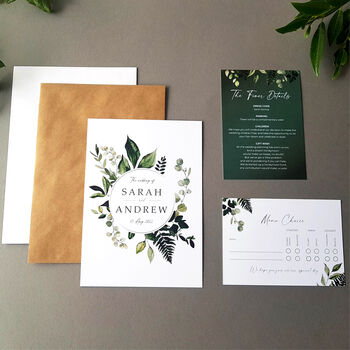 Greenery Wedding Invitations With Inserts Sample, 5 of 6