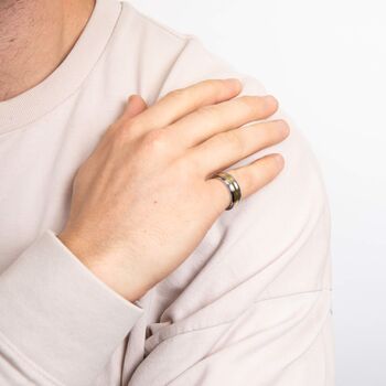 Men’s Personalised Stainless Steel Spinner Ring With Gold – 8mm, 5 of 8