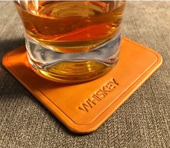 Personalised Stamped Tan Leather Coaster, 7 of 12