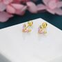 Sterling Silver Rose Pink Cz Marquise Leaf Duo Barbell Earrings, thumbnail 5 of 12