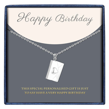 Personalised Heart Envelop Pendant Necklace With Letter Engraved, 3 of 8