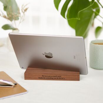 Personalised Tablet Stand In Oak Or Walnut, 2 of 10