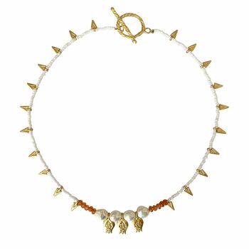 Pomegranate Gold Spike Beaded Necklace, 2 of 2