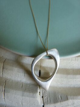 Handcrafted Silver Oval Pendant On Gold, 2 of 4