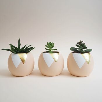 Gold Leaf Triangle Round Plant Pot, 2 of 2
