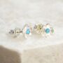 Sterling Silver Blue Opal Forget Me Not Stud Earrings, thumbnail 3 of 7