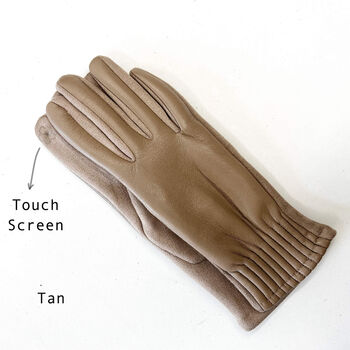 Soft Vegan Leather Pleated Cuff Suede Ladies Gloves, 4 of 12
