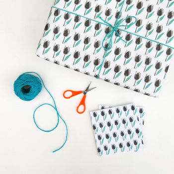 Turquoise Tulip Wrapping Paper, 3 of 3