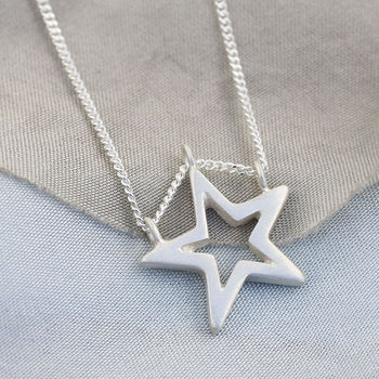 Silver Star Necklace. Geometric Pendant, 10 of 12