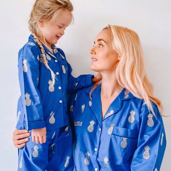 Mother And Daughter Personalised Cotton Pineapple Pjs, 3 of 6
