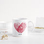 Personalised Valentine’s Day Heart Fingerprint Mug With Initials, thumbnail 4 of 8
