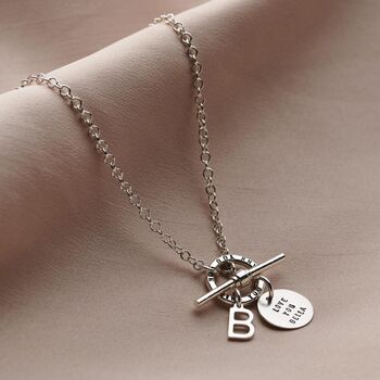 Personalised T Bar Letter Charm Necklace, 3 of 9