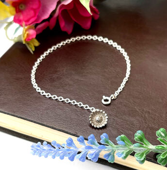 Sterling Silver Mini Sunflower Bracelet, 7 of 9