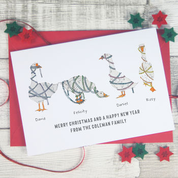 Personalised Illustrated Geese Family Christmas Cards, 2 of 4