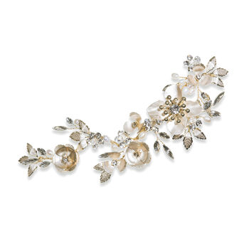 Silver Or Gold Plated Floral Bridal Hair Clip, 3 of 10